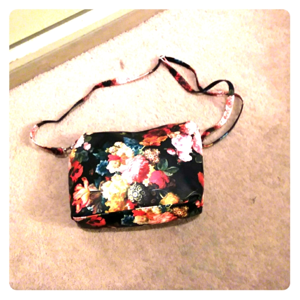 BN vegan leather floral print crossbody bag